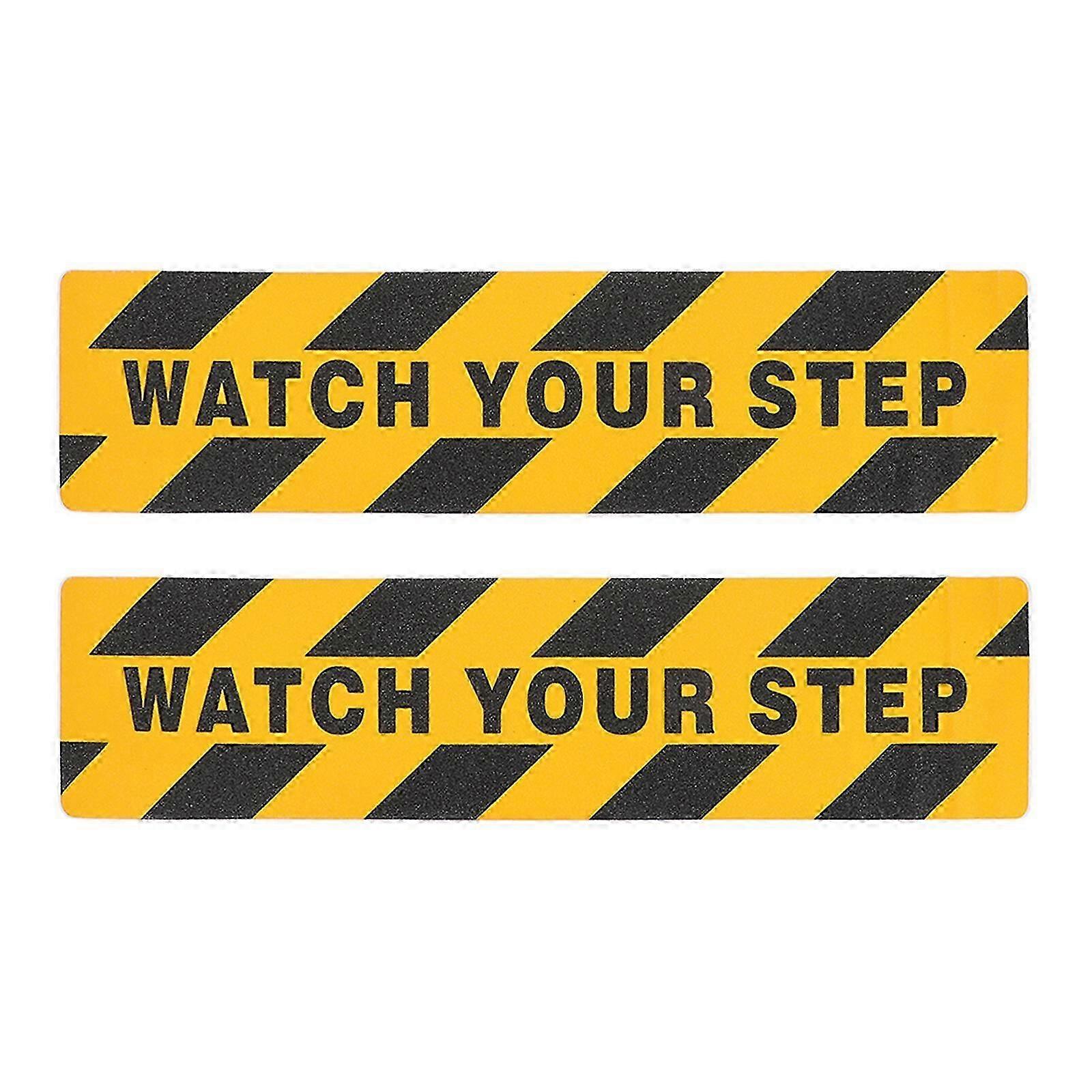2pcs Caution Warning Stickers Anti-slip Caution Decals Watch Your Step Warning Stickers-2025
