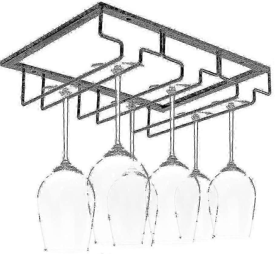 Glass Holder Rack - 5 Rails Hanging Organizer for 10-15 Glasses