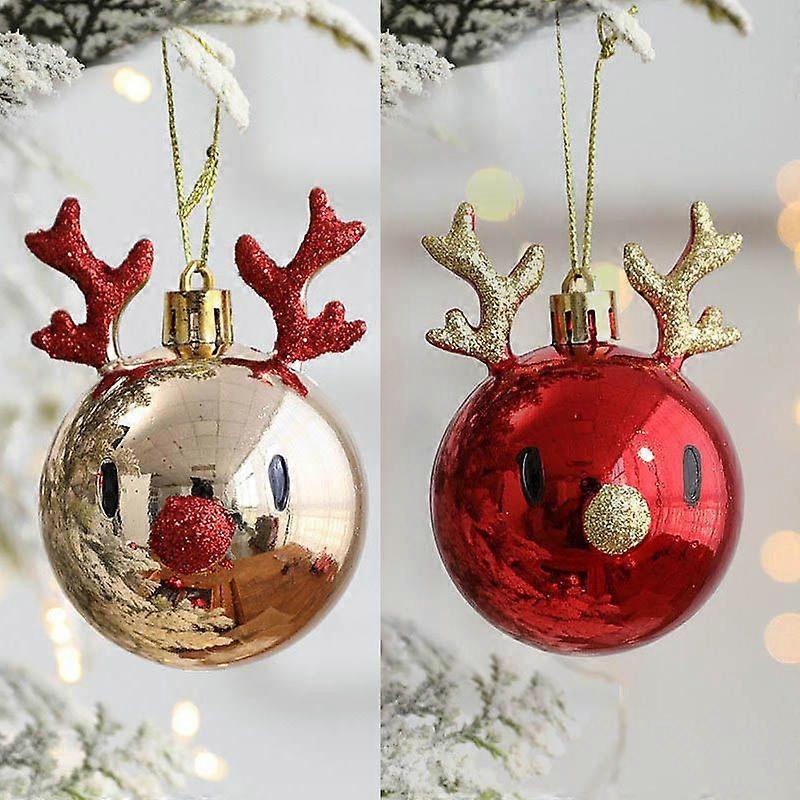 2 قطع عيد الميلاد الديكور كرات عيد الميلاد لطيف قرون الأيائل الكرة المعلقات للمنزل شجرة عيد الميلاد شنقا الحلي الحلي نويل الهدايا