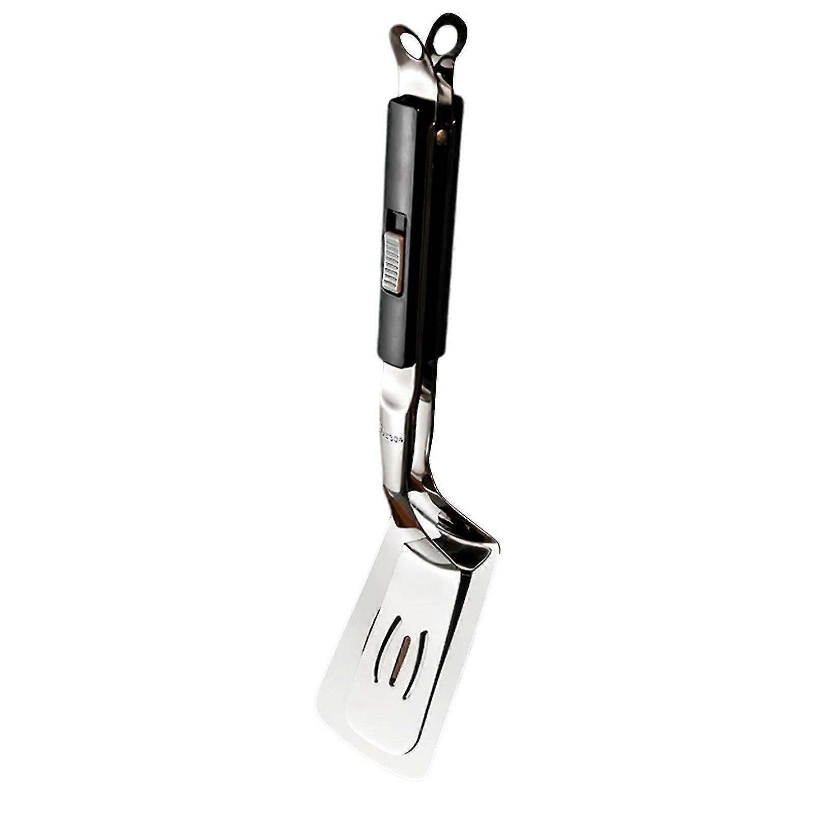 Stainless Steel Grill Clamp Heat-Resistant Easy to Clean Multifunctional Spatula Tongs Grilling Cooking Food Tongs Steak Fish Bread Hamburger Pancake