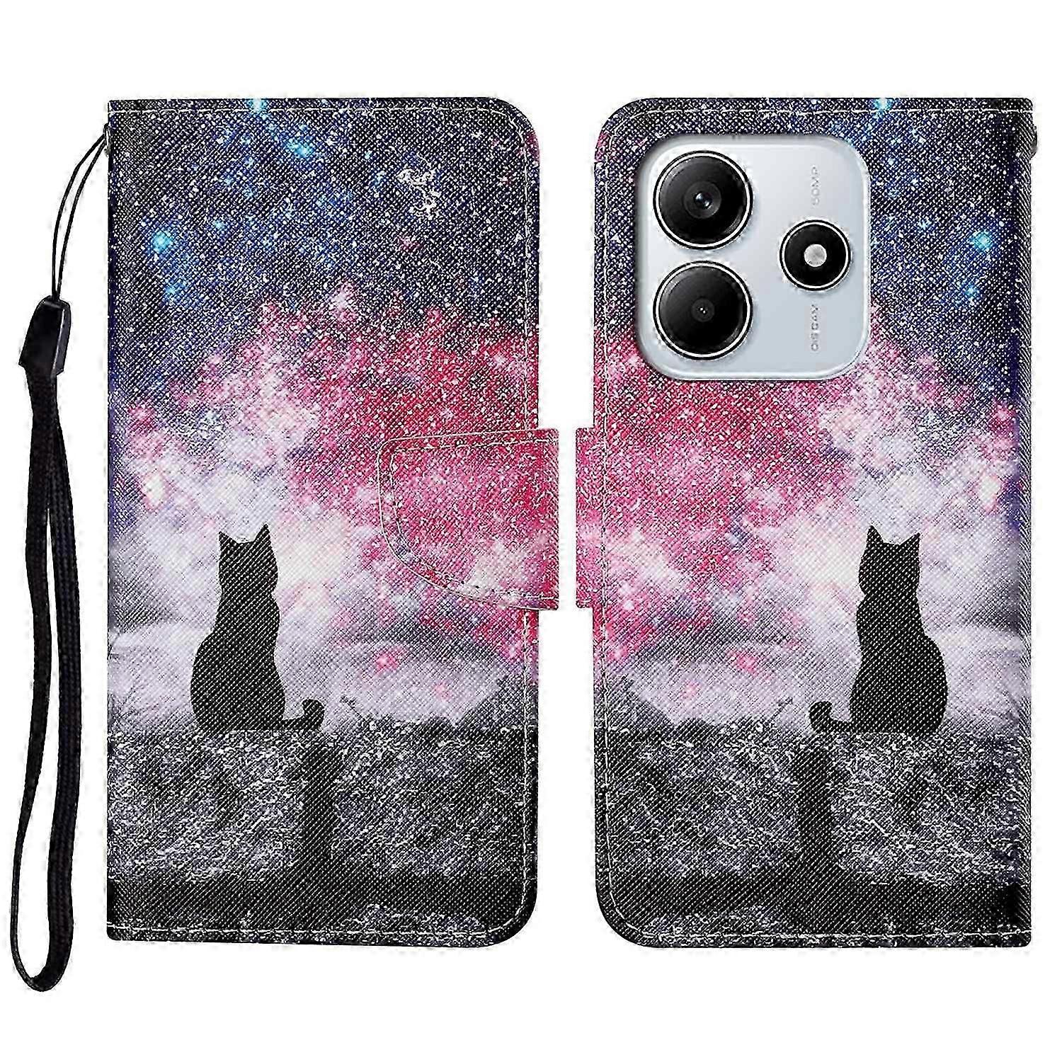 For Xiaomi Redmi Note 14 5g Case Pattern Printing Protective Leather Folio Phone Cover - Dandelion