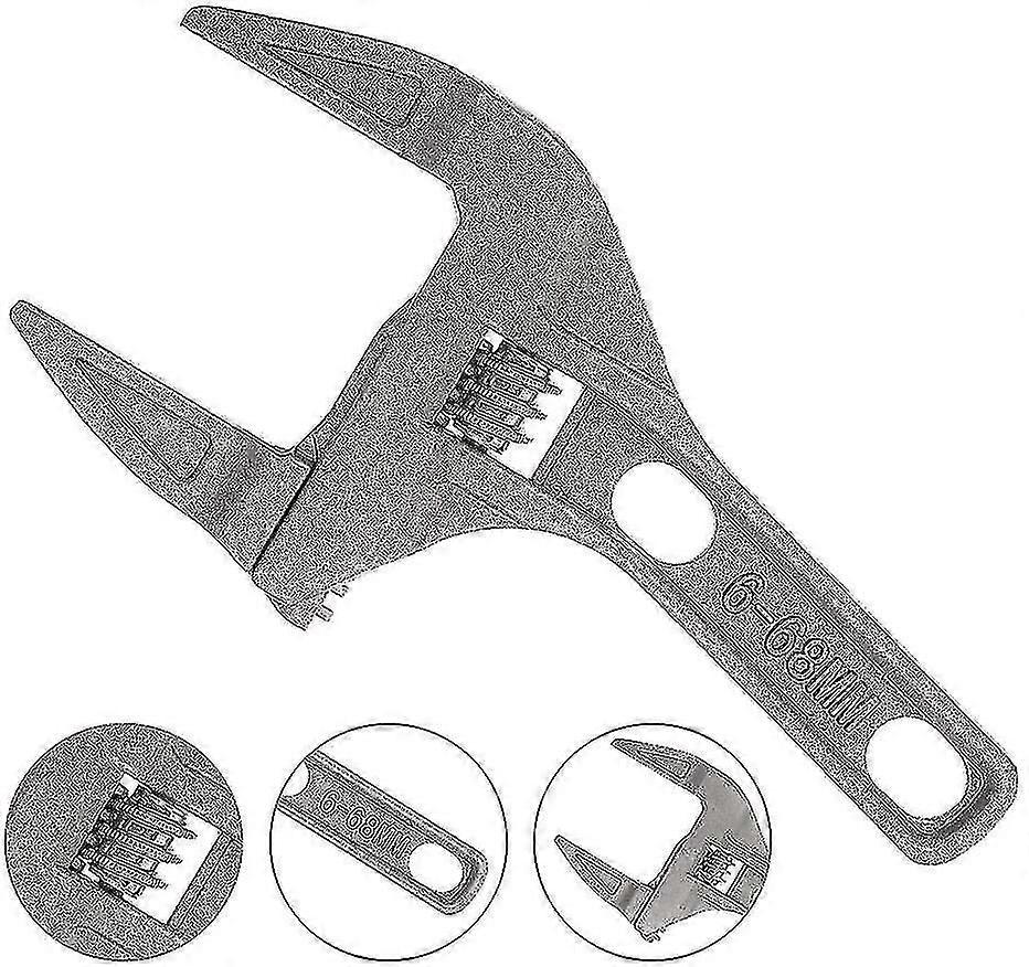 Wrench Adjable, 16-68mm Lar Wide Jaw Alloy Wrench With Short Ultra-thin