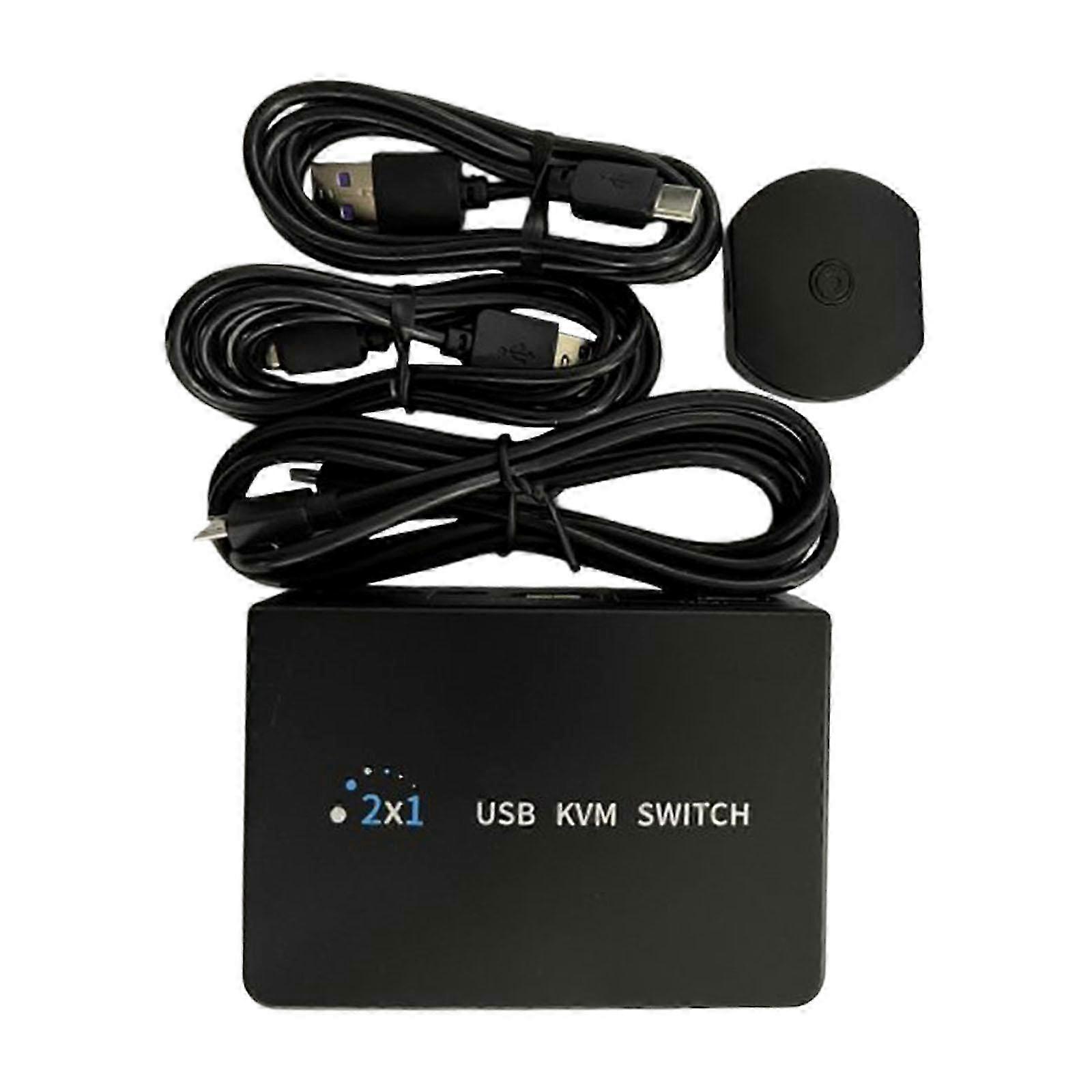 KVM Box USB Switch Selector with 2 USB 2.0 Hub Share 2 PC Switch 2 Port