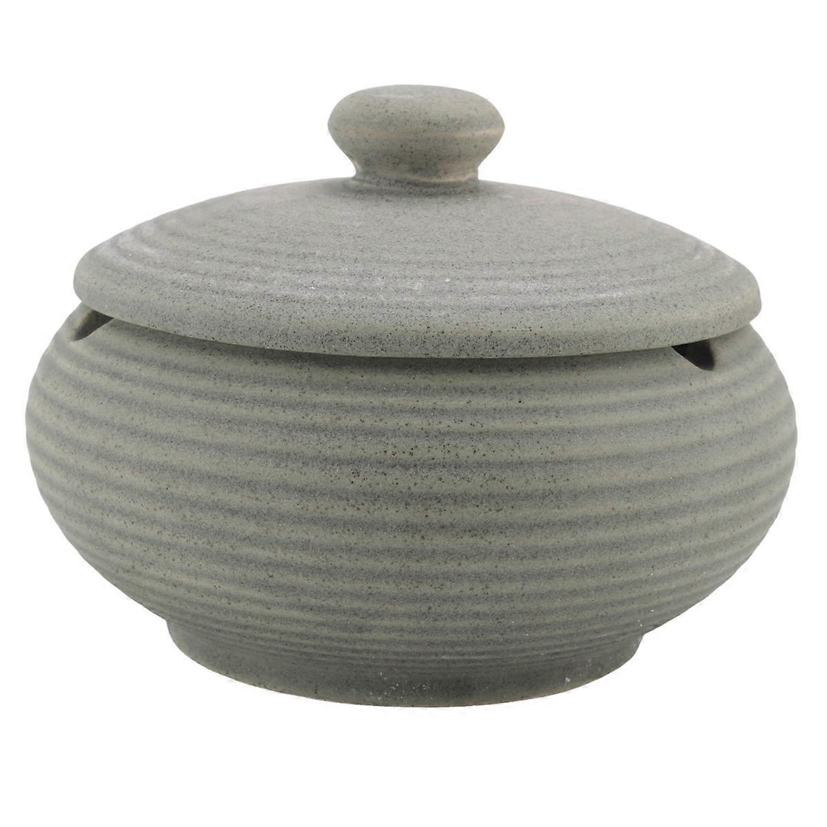 Ceramic Ashtray with Windproof Lid for Indoor Outdoor Use -Light Blue