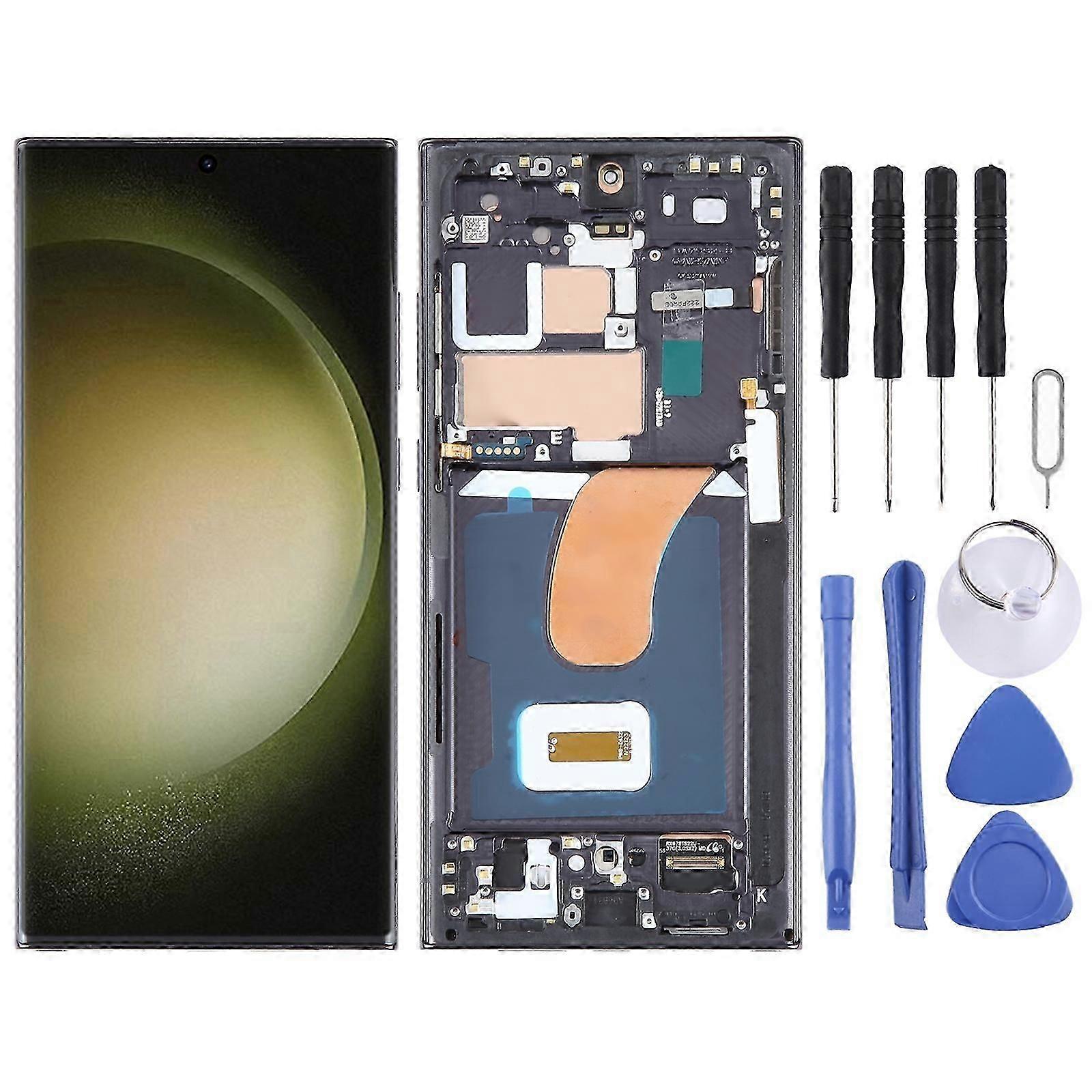 Pour Samsung Galaxy S23 Ultra 5G SM-S918B EU Edition 6,78 pouces OLED LCD Screenizer Numériseur Assemblage complet avec cadre