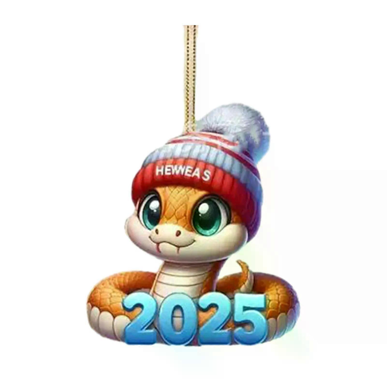 2025亚克力蛇形圣诞树摆件汽车蛇吊坠节日挂绳新年摆件