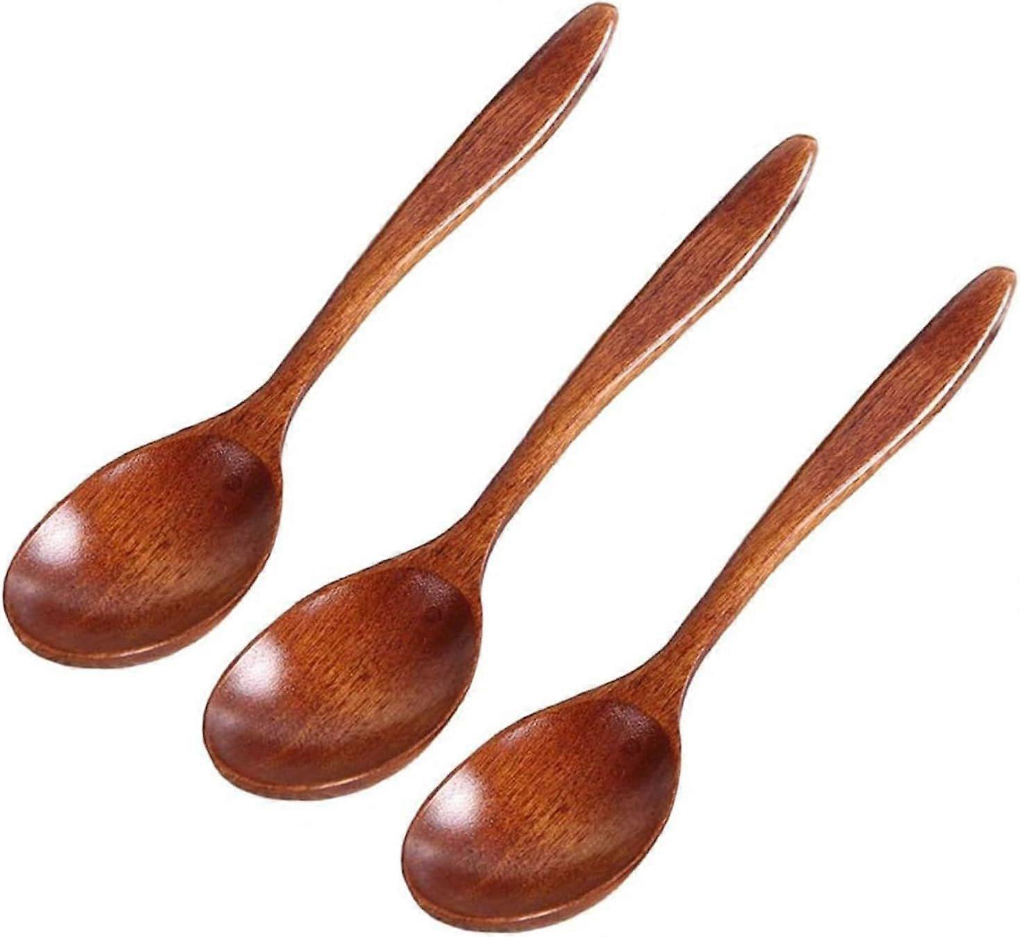 Natural Eco-Friendly Wooden Coffee Spoon Tableware Kitchen Utensil Honey Tea Spoon (3 Pieces, 18*4cm)