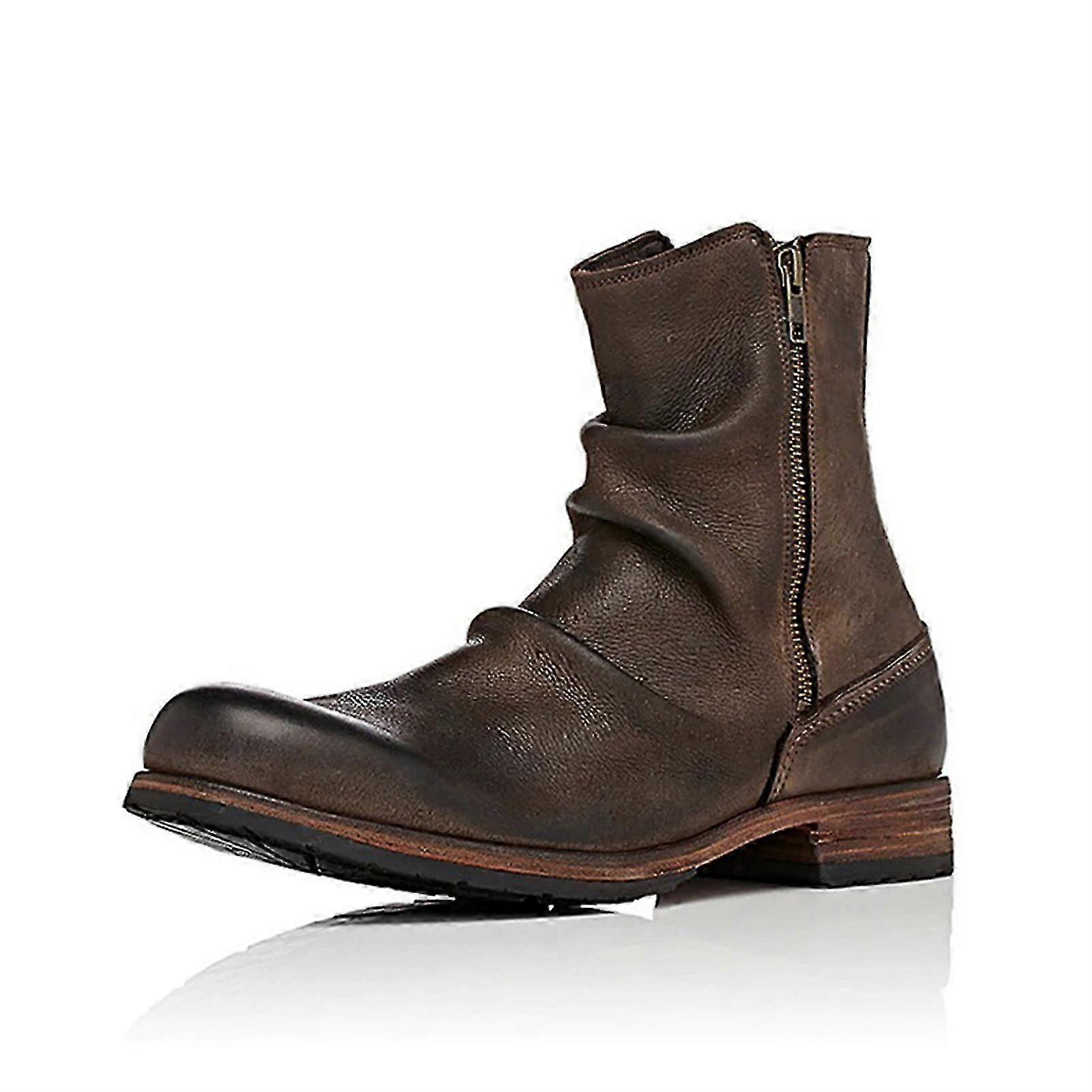 Botas masculinas de 2021 com zipper lateral cabeça redonda cabeça de salto grosso botas casuais trabalho ocidental