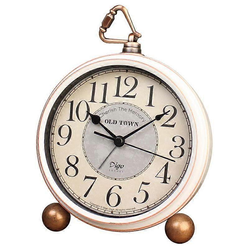 Vintage Silent Alarm Clock Non Ticking Student Small Table Clock