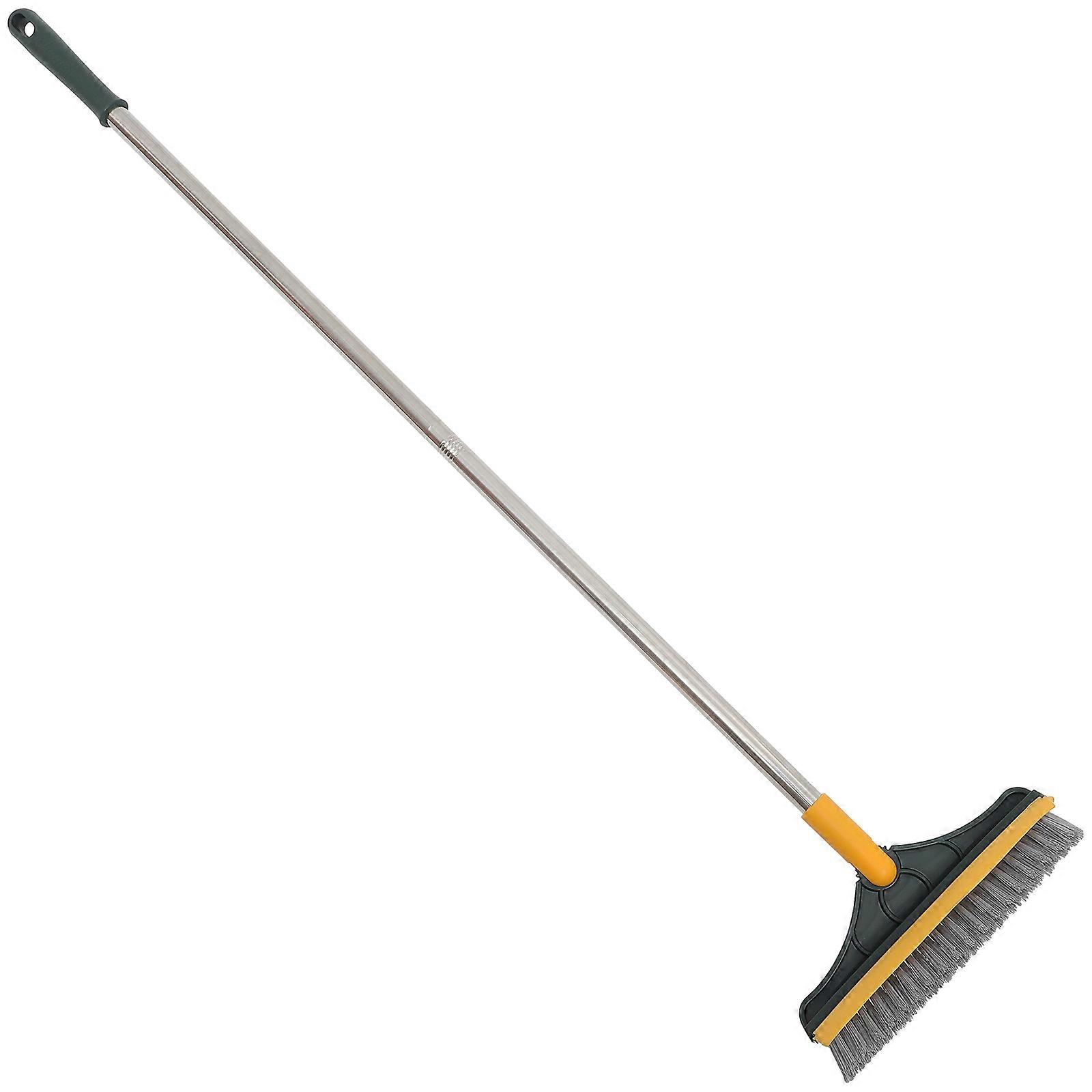 Upgraded Double Sided Floor Scrub Brush with Long Handle for Bathroom, Tile, and Grout Cleaning – Space Saving Design for Hard to Reach Areas