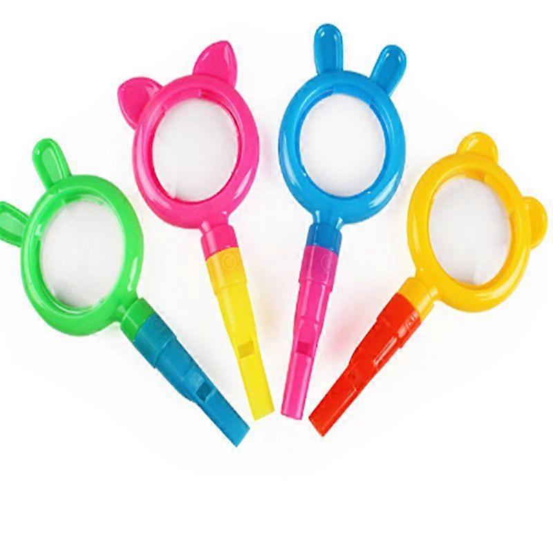 10pcs Kids Cartoon Whistle With Magnifier Mini Educational Toys For Party Game Prizes Learning Tools Small And Portable Magnifying Lens (Mixed Style)