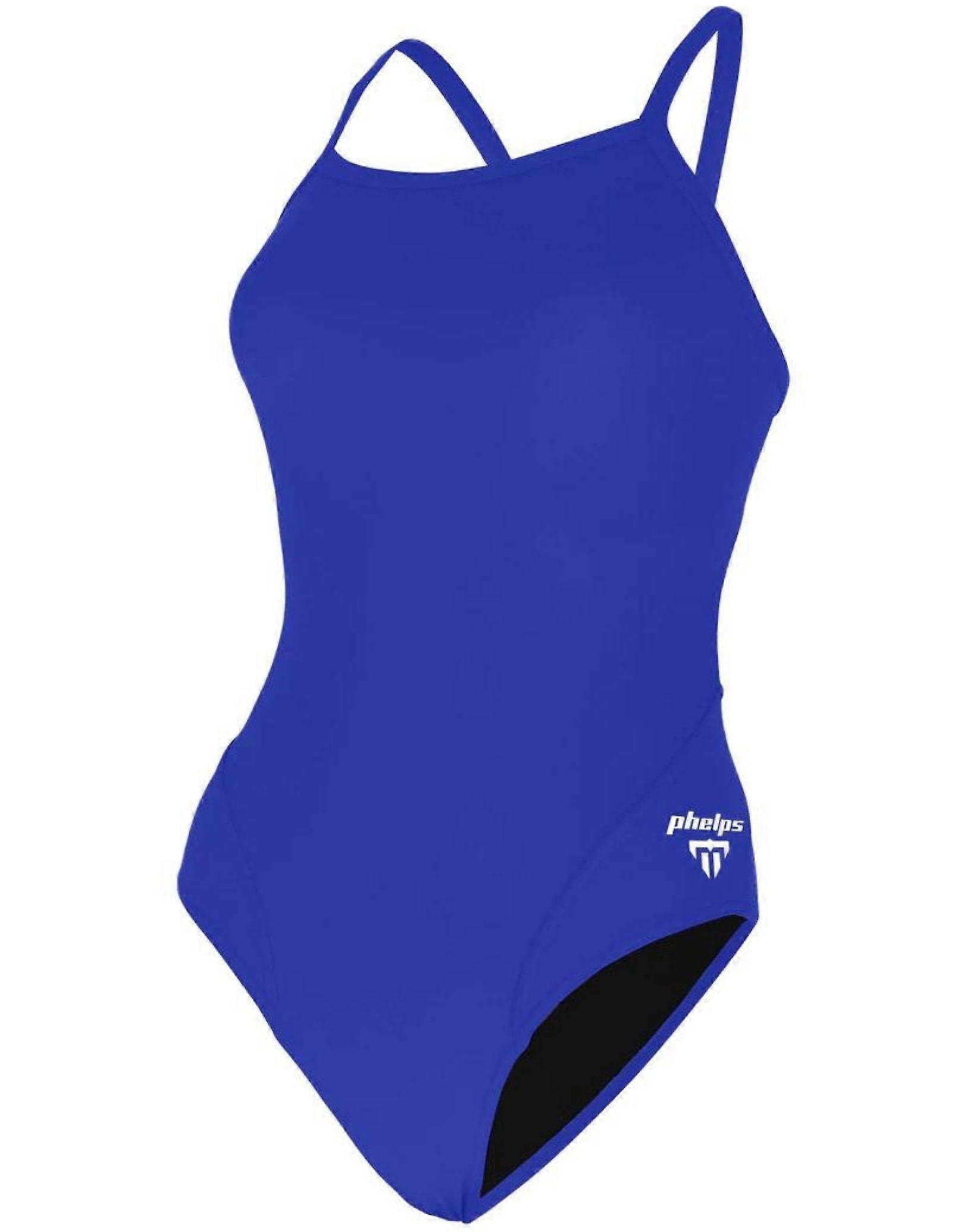 MP Michael Phelps Girls Mid Back Solid Swimsuit - Royal Blue