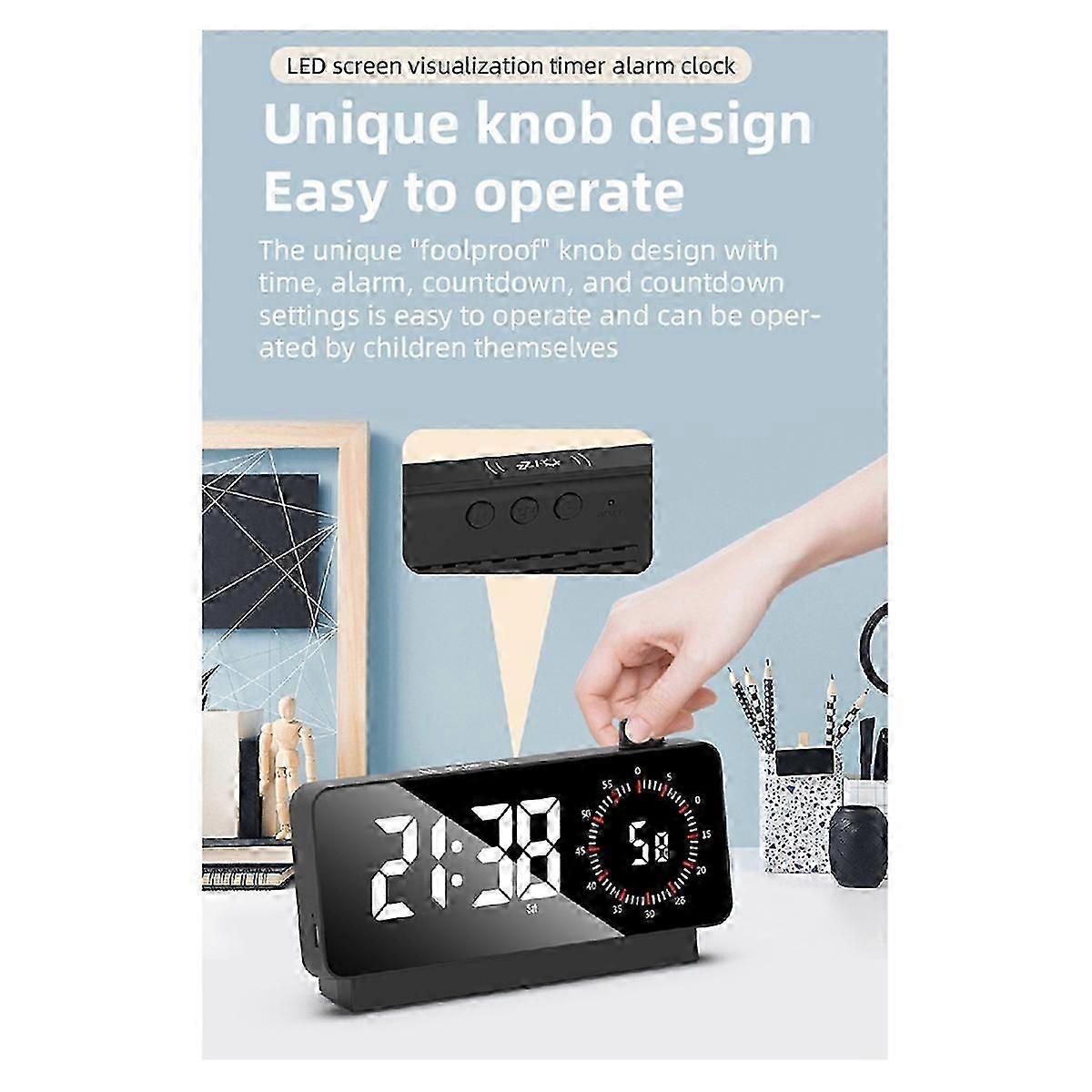 Digital Alarm Clock with time-meter Bedside Desk Clock