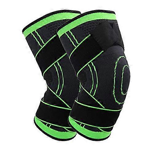 Sports Knee Pads for Basketball Fitness, Breathable Elastic Support Strap, Green Size Small, Knee Protector with Disc