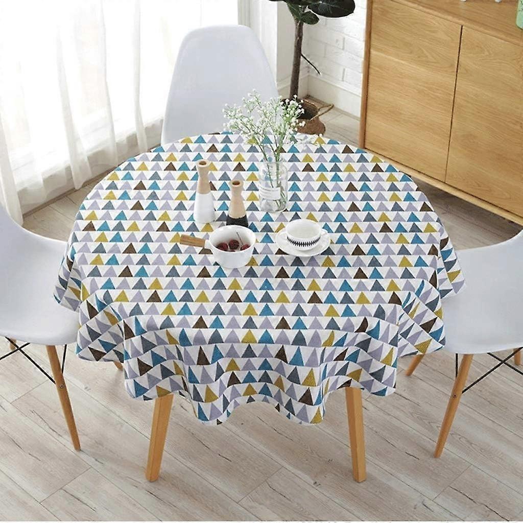 Round tablecloth made of cotton linen, washable tablecloth for tea table (Size: 150CM in Diameter)
