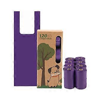 8 Roll Dog Poop Bags Biodegradable Eco Pet Waste Bags - Purple
