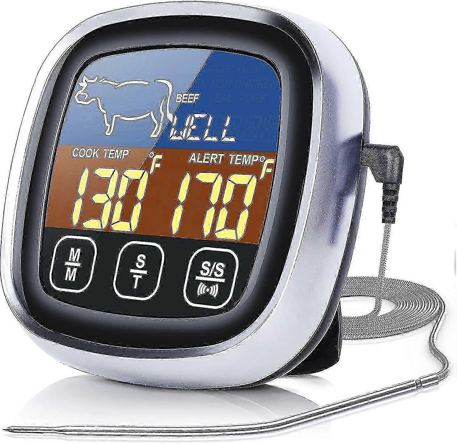 Digital Meat Thermometer for Cooking, 2021 Upgraded Touchscreen LCD with Backlight & Long Probe