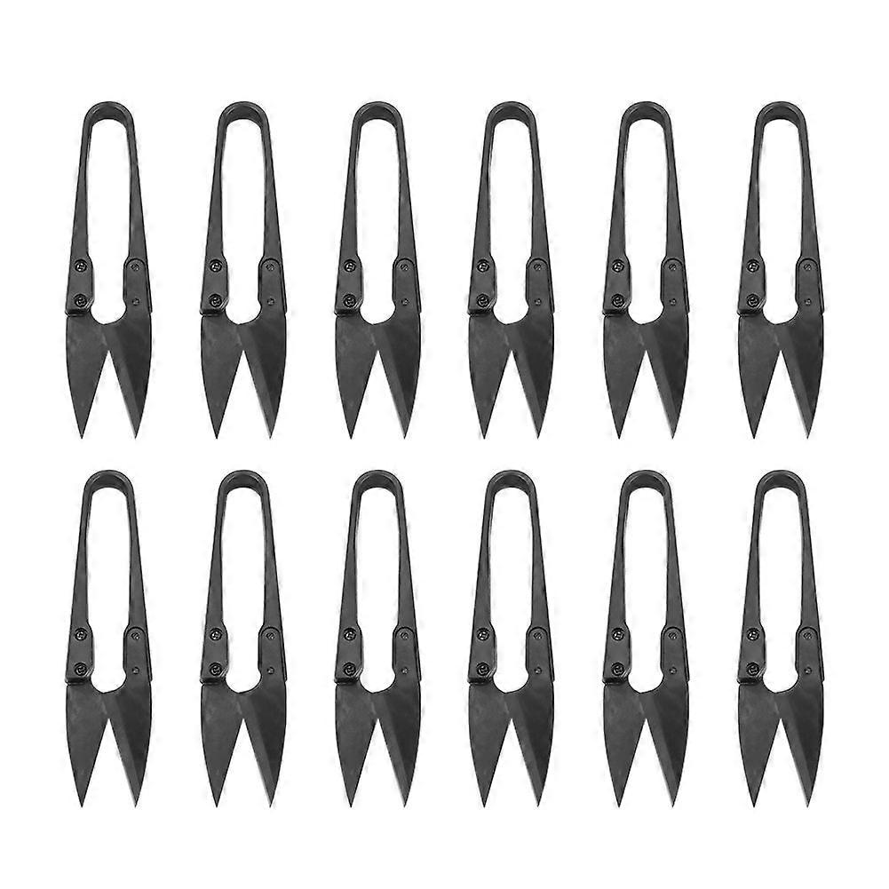 2025 Latest Model  12 pcs/pack Black Small Yarn Scissors Thread Scissors for H...