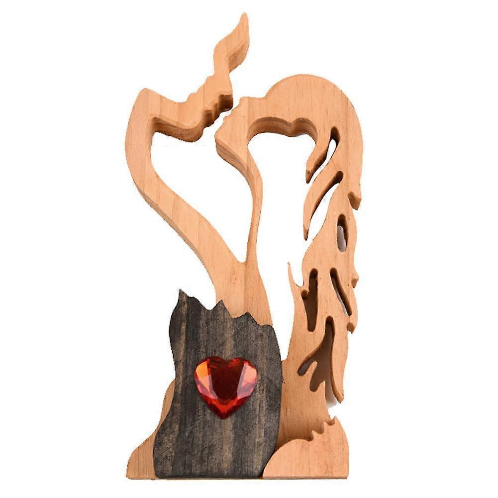 Eternal lovers statue made of wood, decorative, carved from wood, abstract sculpture, delicate, versatile for bookshelfdesktop decoration