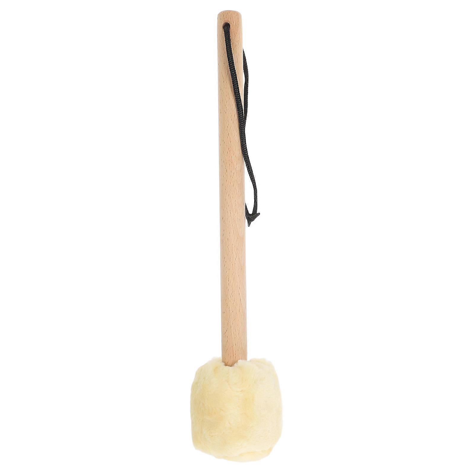 Wood Bass Drum Mallet with Plush Head, Lightweight Percussion Stick for Band Practice, Concerts, and Drum Instruction