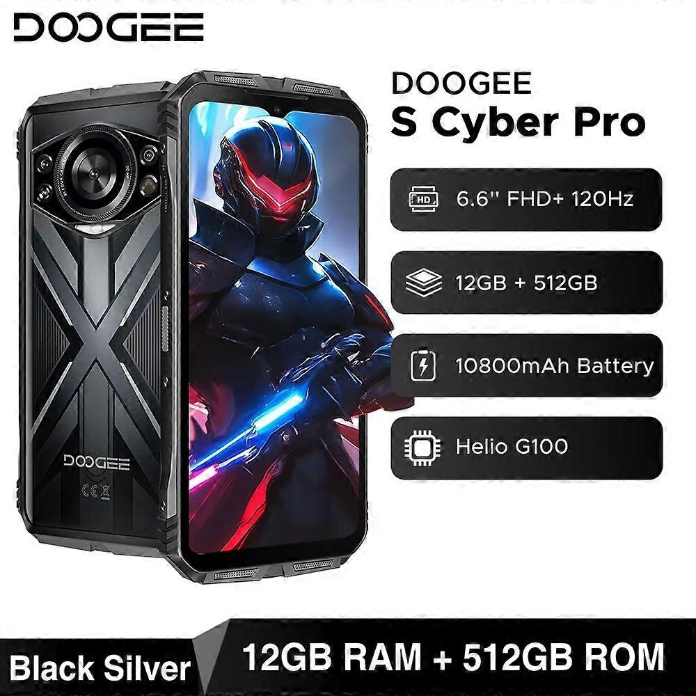 DOOGEE S Cyber Pro Rugged Smartphone Unlocked, 12GB+512GB Silver