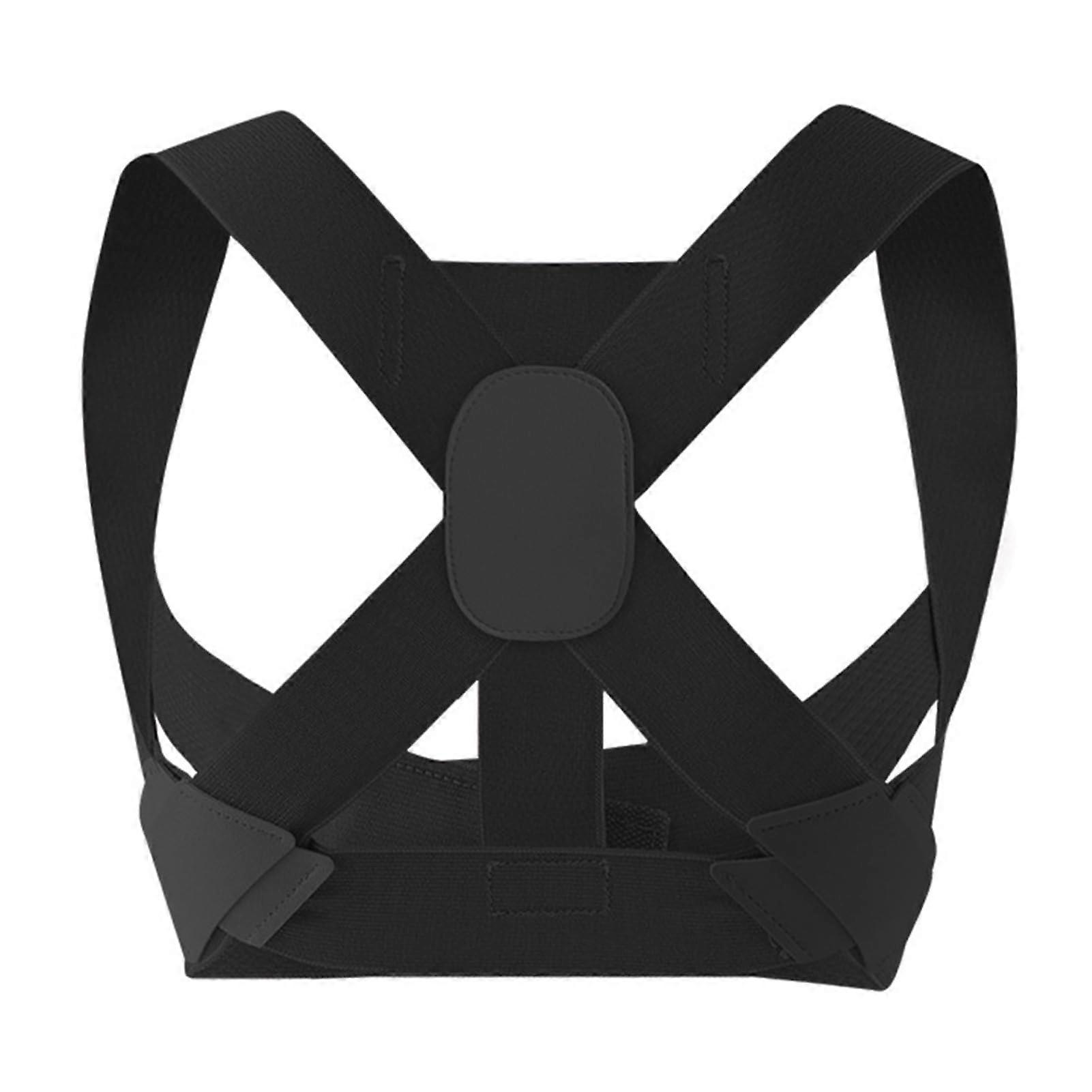 Stretch Strap Back Support Adjustable Posture Corrector Body Brace Invisible Upper Shoulder Straightener Men Schwarz Size S