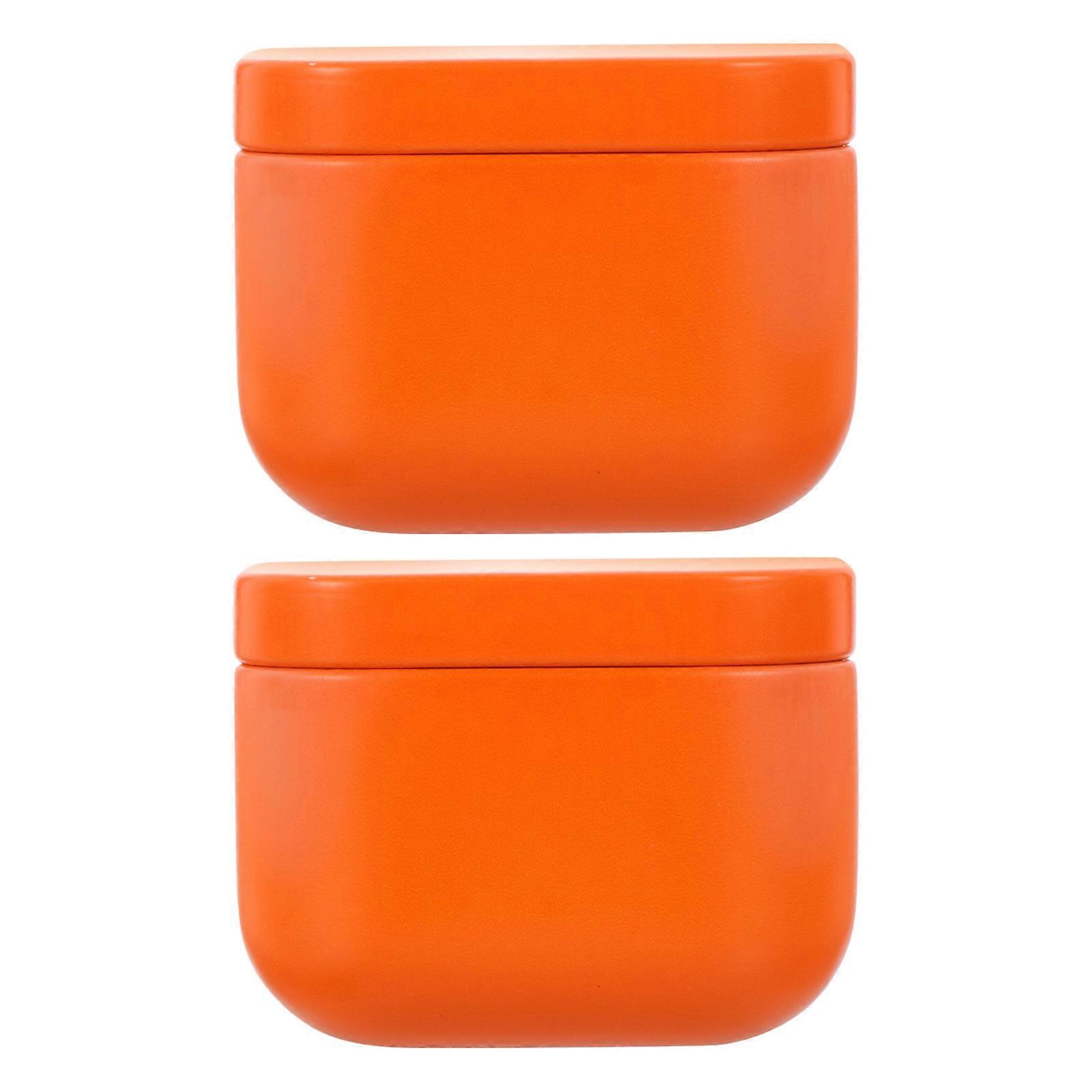 Metal Tins With Lids Storage Tins For Home Atmosphere Orange 5.5X5.5cm Storage for Small Items 2Pcs