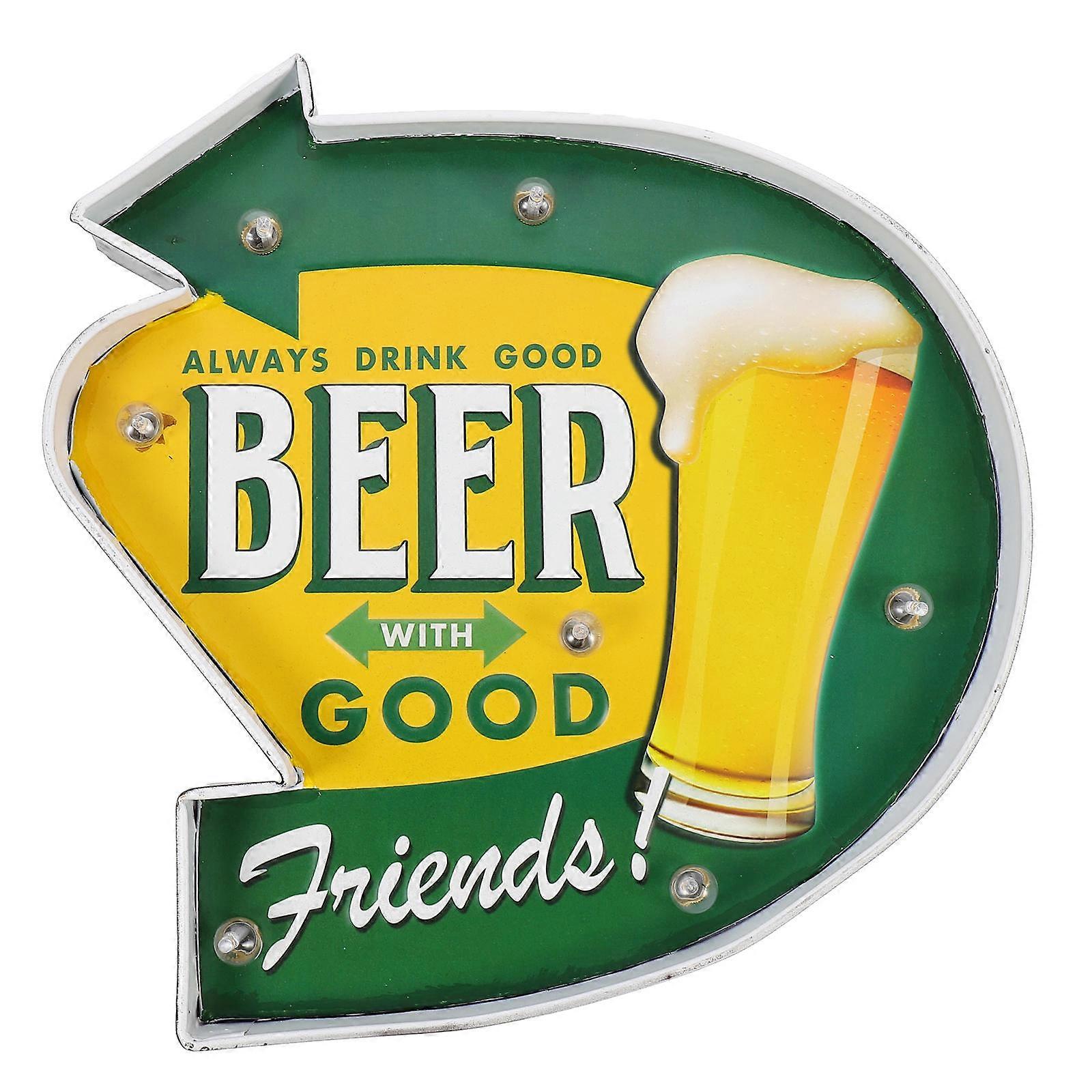 Light Sign Board American Retro Style Iron Art Beer Design For Restaurant Decoration 30X30X4.5CM 1Pc