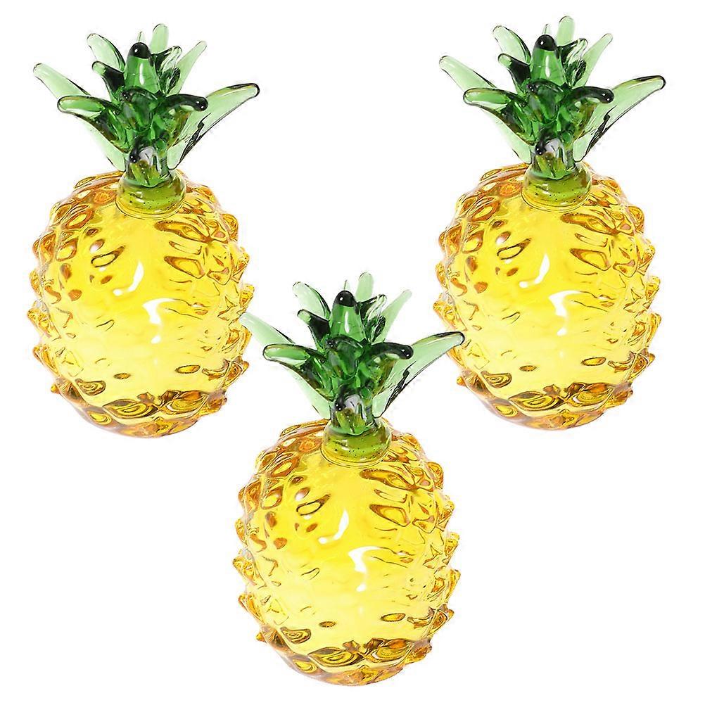 3pcs Artificial Pineapple Figurine Crystal Decor for Home, Office, and Special Occasions – Unique Ornament for Mother's Day, Christmas, and