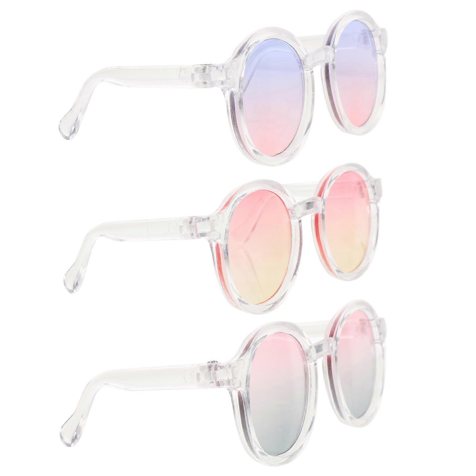 Craft Glasses Mini Eyeglasses for 1/6 Dolls Pink Green Square Shape Photography Props 3Pcs