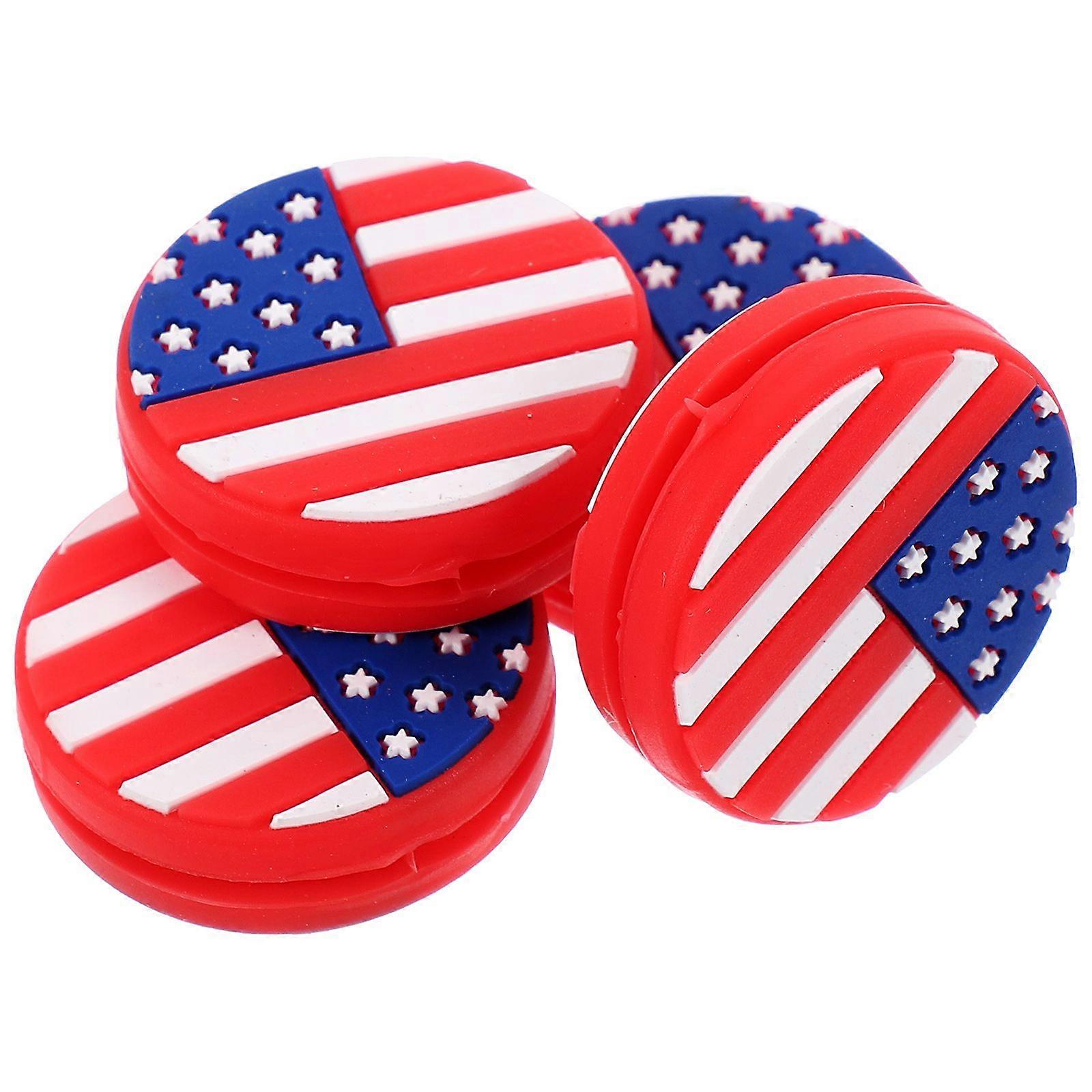 4 Pcs Silicone Tennis Racket Vibration Dampeners US Flag Pattern Tennis Racquet Absorbers Tennis Racket Strings Dampers for Players