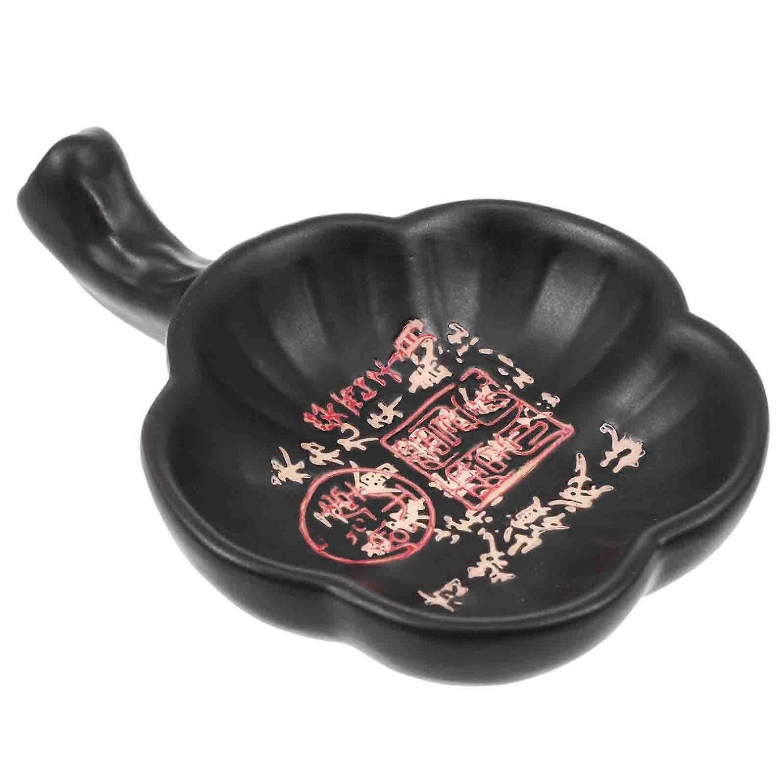 Calligraphy Ink Dish Ceramic Ink Plate Flower Shape for Home Use