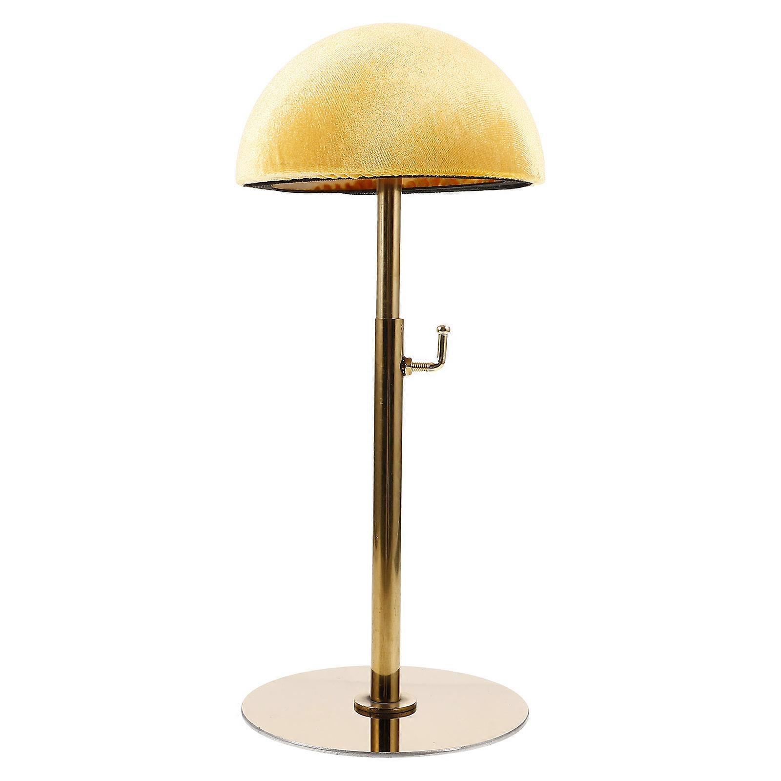 Stylish Mannequin Heads Stand with Gold Velvet Base Hat Rack for Wigs Caps Display Durable Metal Holder for Elegant Presentations