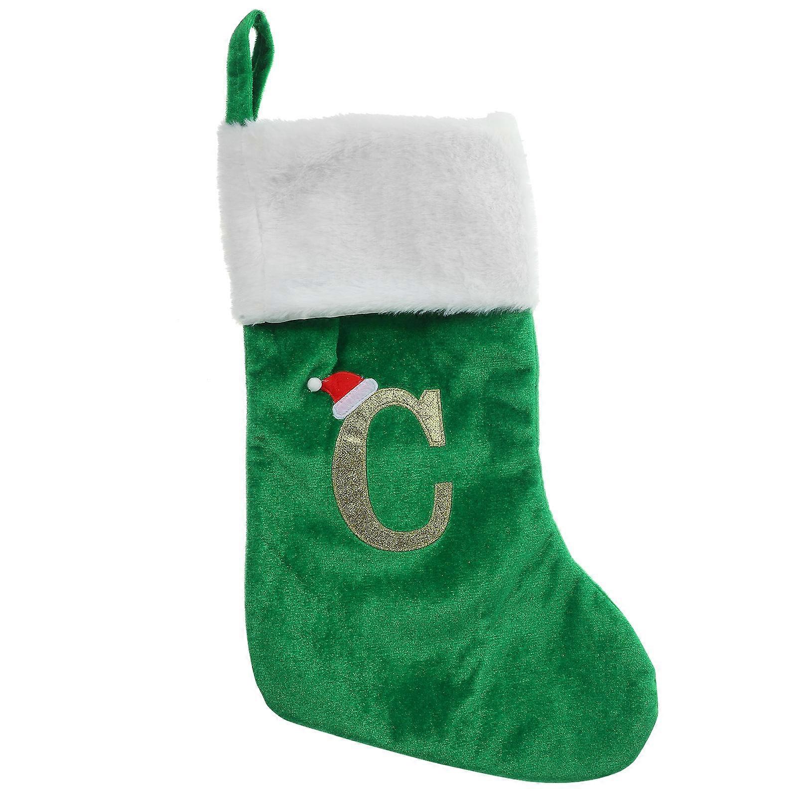 Christmas Stocking Sock Decoration Sock-Shaped Home Decoration 46x27cm Green Classic Christmas Elements 1Pcs