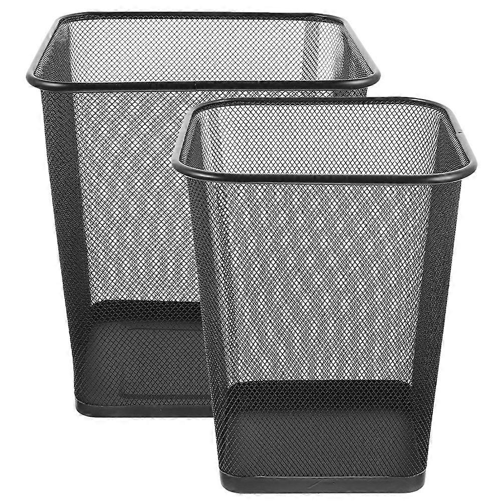 Metal Mesh Trash Can Sturdy Iron Wastebasket for Home 2Pcs Set