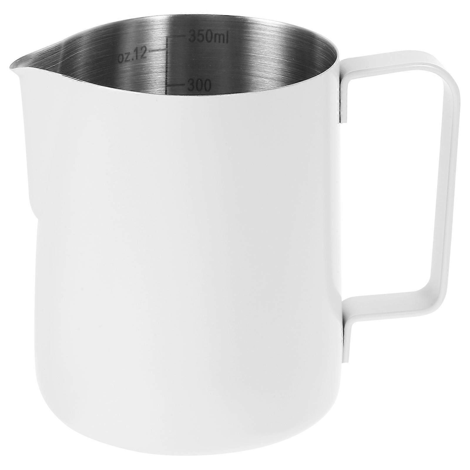 Milk Steaming Pitcher Stainless Steel Espresso Pitcher Frothing Minimalist White 1Set