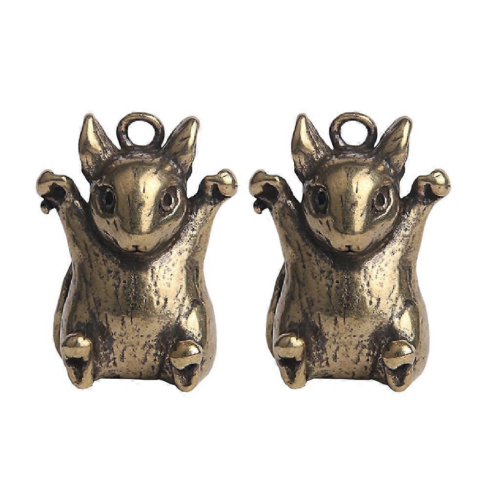 Portable Rat Statue Decorative Mouse Figurine Golden 2Pcs