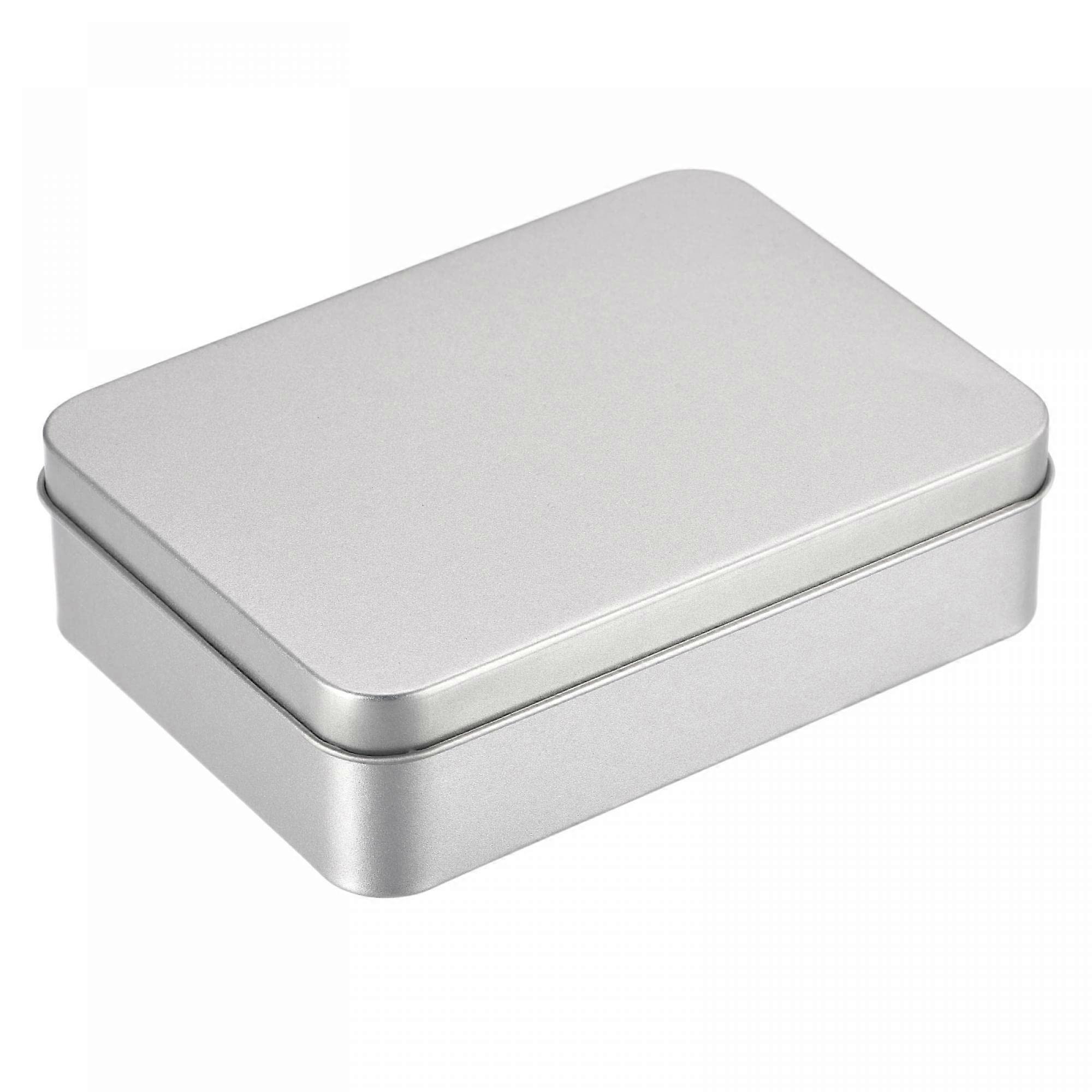 Rustproof Metal Tin Container with Lids 4.92 x 3.54 x 1.38 Inches Silver Tone 12.5cm x9cm x3.5cm