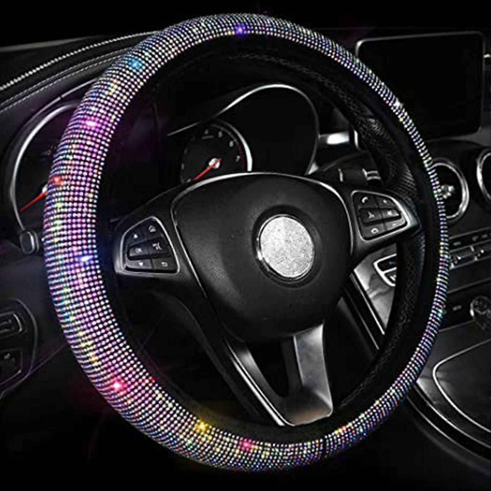 Housse de volant de voiture 15 pouces, élégante, brillante, antidérapante, compatible avec la plupart des voitures AB Diamond