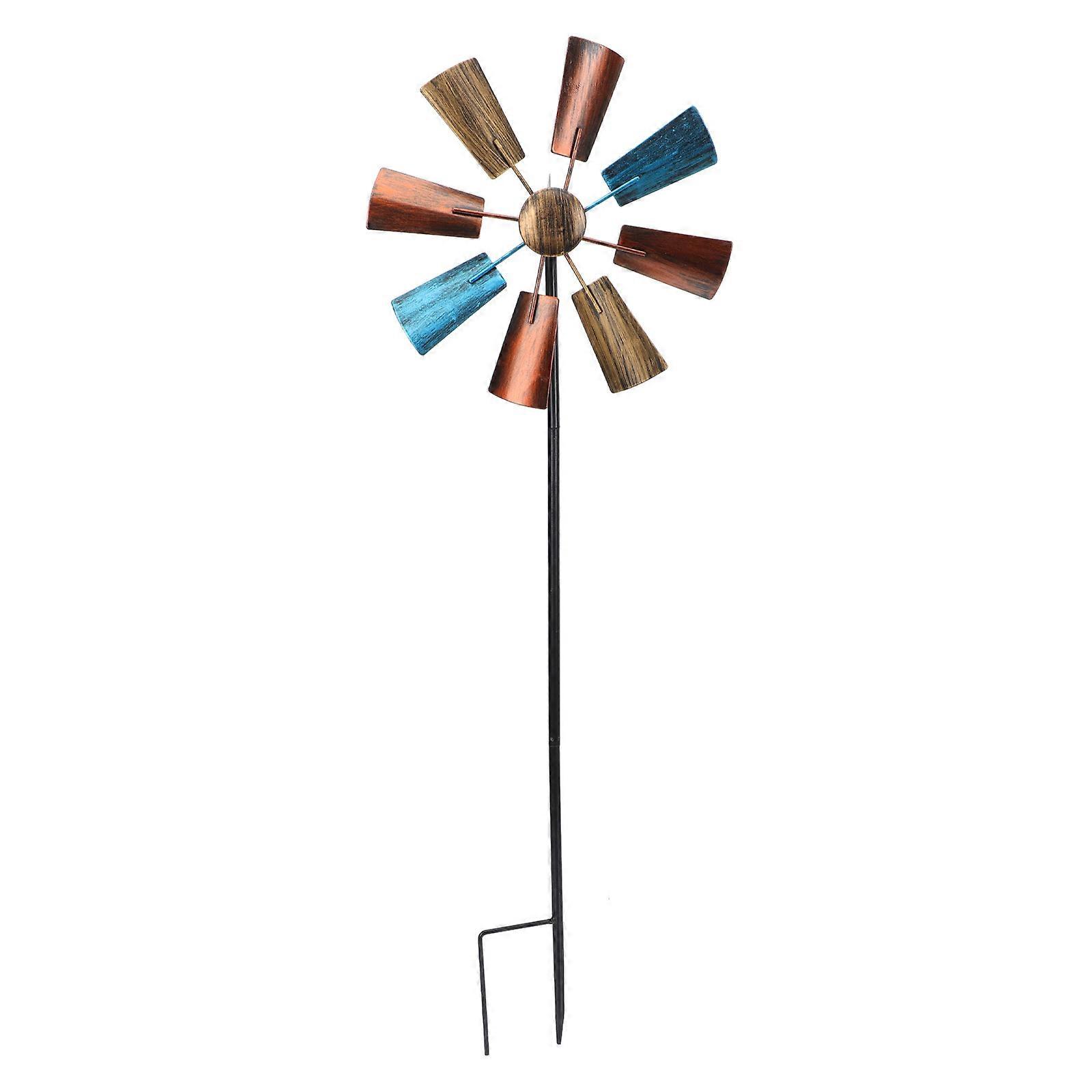 Rotating Iron Windmill Garden Decor Handmade Outdoor Ornament Durable Pinwheel for Balcony Park Decoration Wind Spinner Adornment
