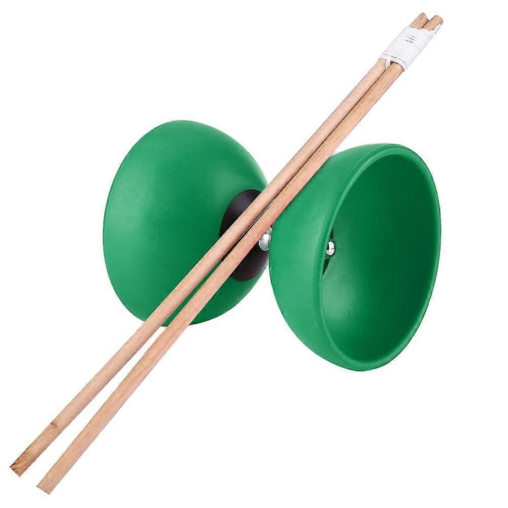 Triple Bearing Chinese Yo-yo Set with Colorful Diabolo Sticks (Green)