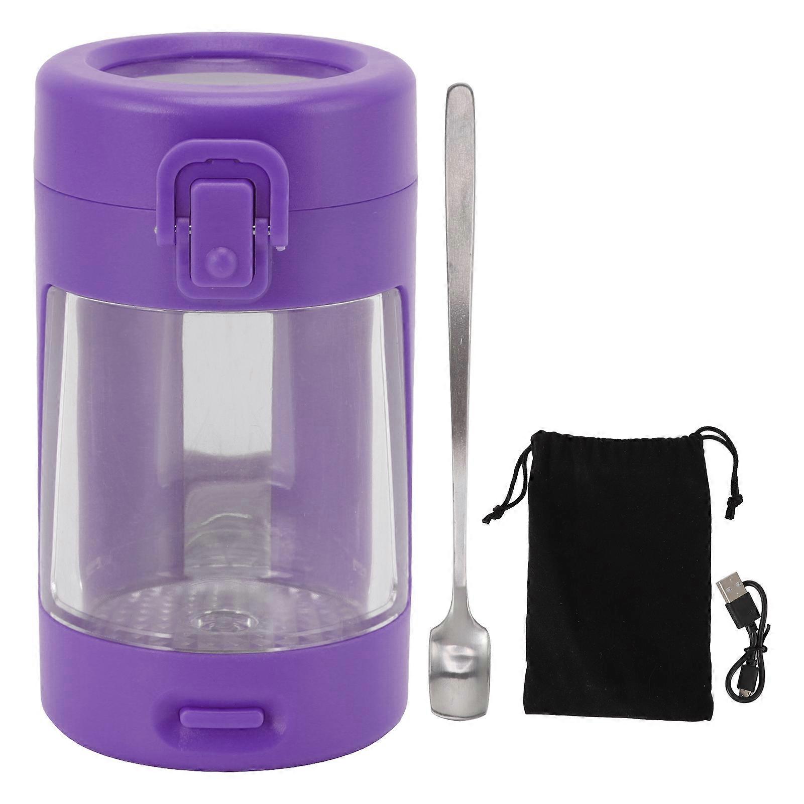 Jar with LED Light and Magnifying Glass Portable Cigarette Storage Jar Transparent Airtight Container with Spoon