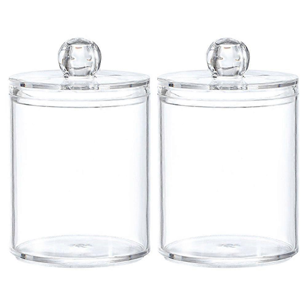 2Pcs Transparent Cotton Swab Box Desktop Box Home Sundries Holder Creative Storage Jar