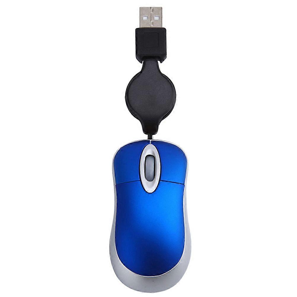 Creative USB Wired Mouse Mini Telescopic Mouse Computer Notebook Mouse Portable Mouse (Blue)