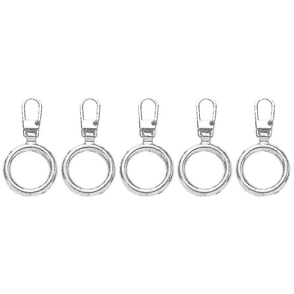 5pcs Silver Round Zipper Pull Replacement Repair Tab