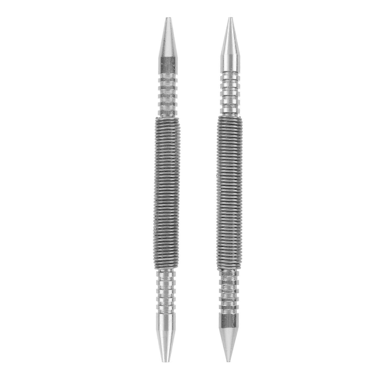 Spring Loaded Punch Tool Workshop Use Professionals Double-Ended Silver 2Pcs