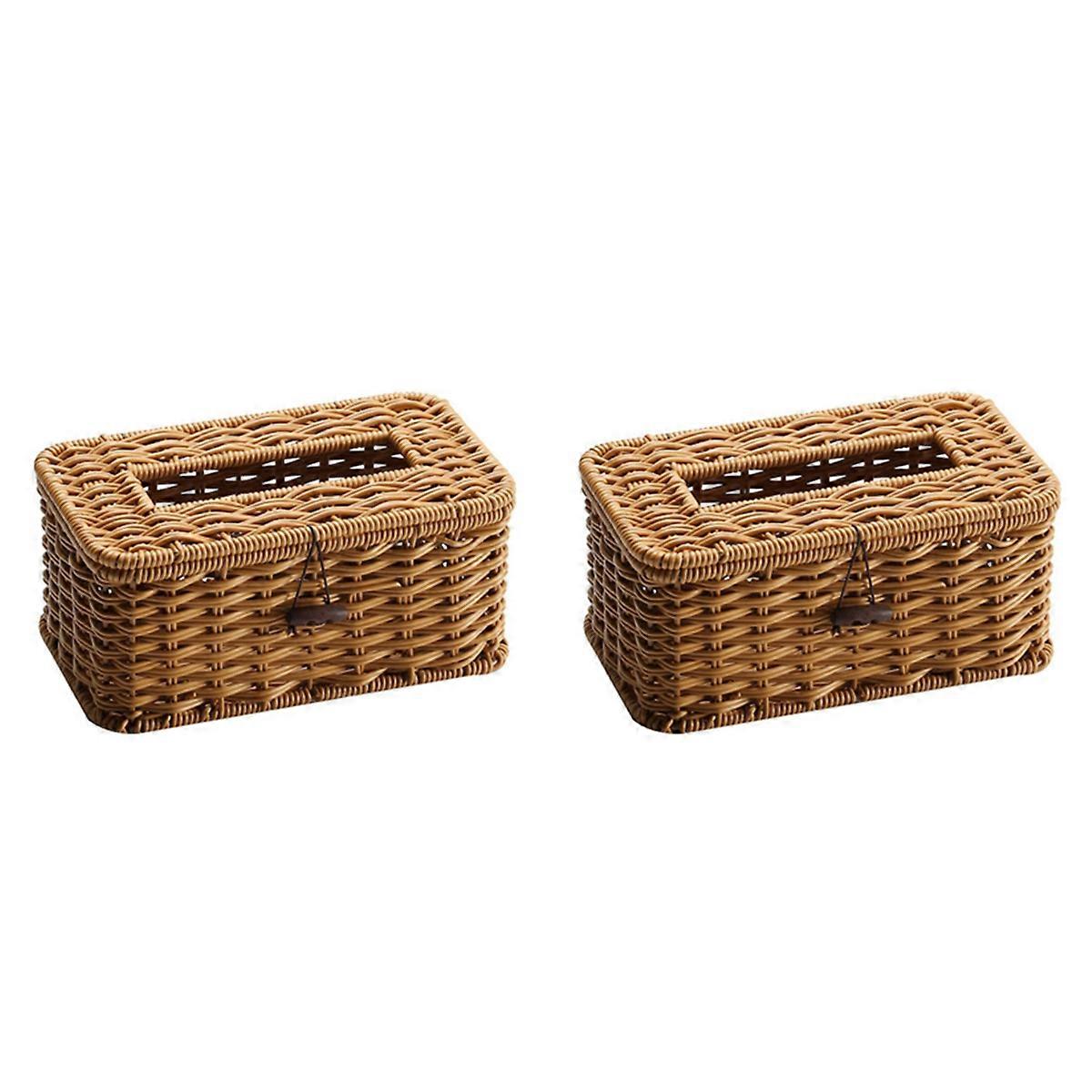 Rattan Rectangular Tissue Box Cover - Boho Decorative