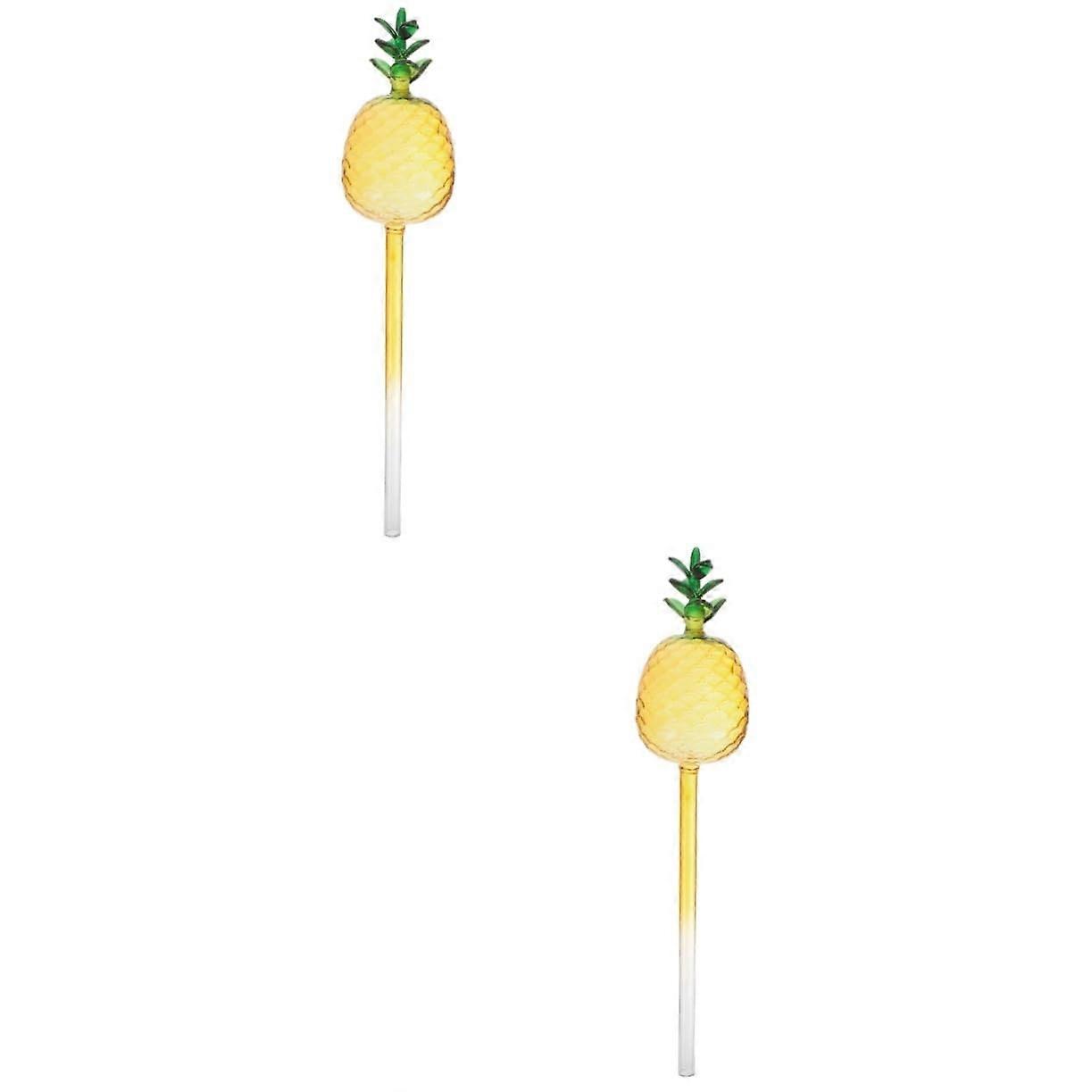 Lazy Flower Watering Bulbs - 2 Pack Self-Watering Glass Pots for Plants, Yellow Color, Garden Watering Tips