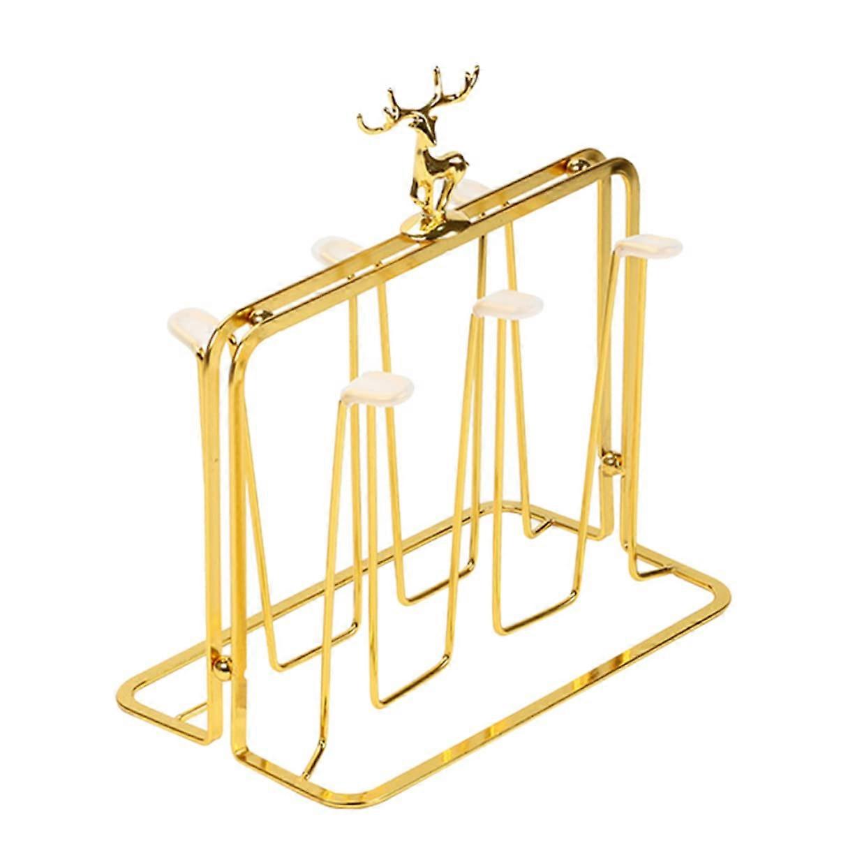 Glass and Bottle Drip Tray Rack with Rectangular Base for Modern Tea Cups and Wine Glasses, Space-Saving and Easy to Clean