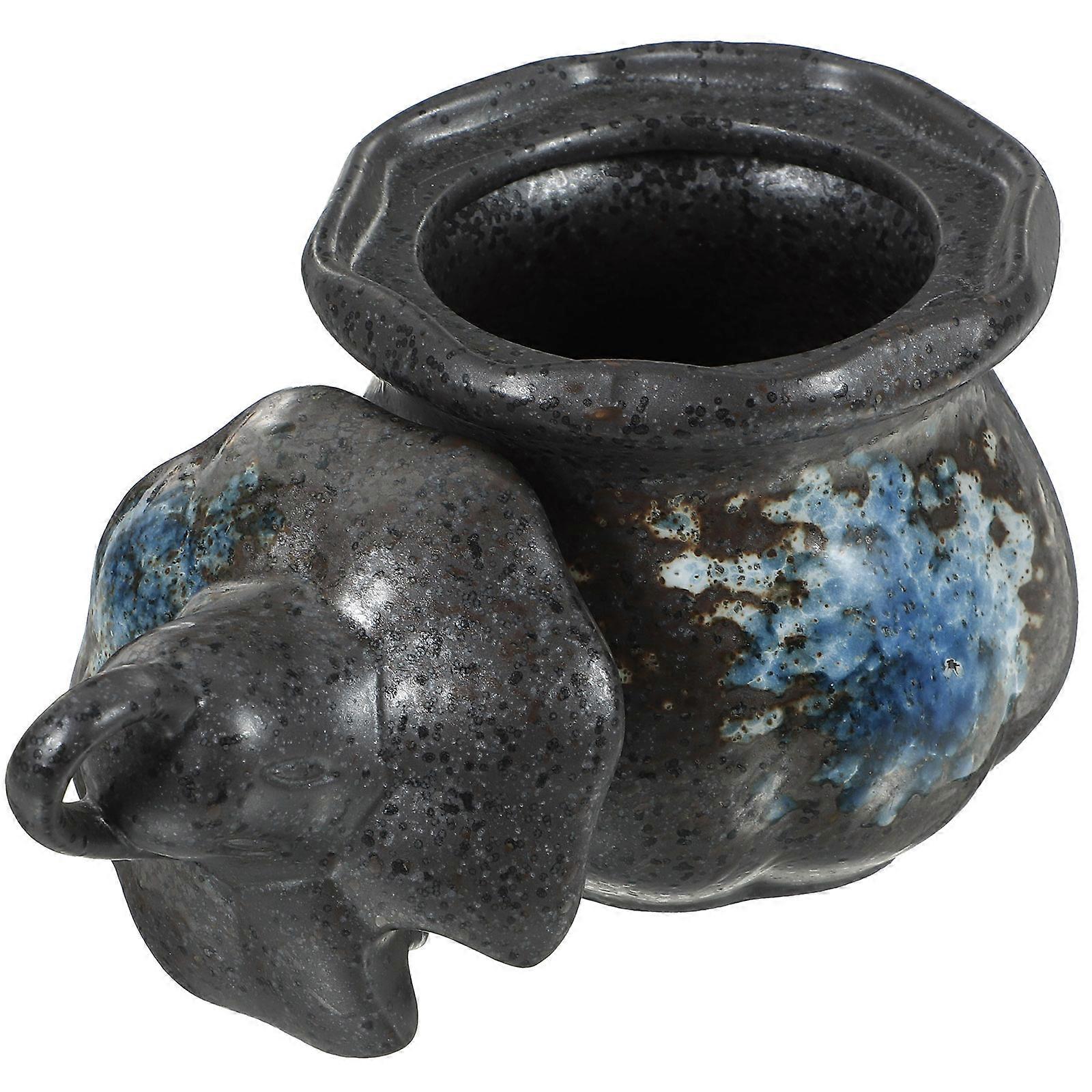 Ceramic Condiment Pot Japanese Style Vinegar Jar Kitchen Tool Round Storage 1Pack